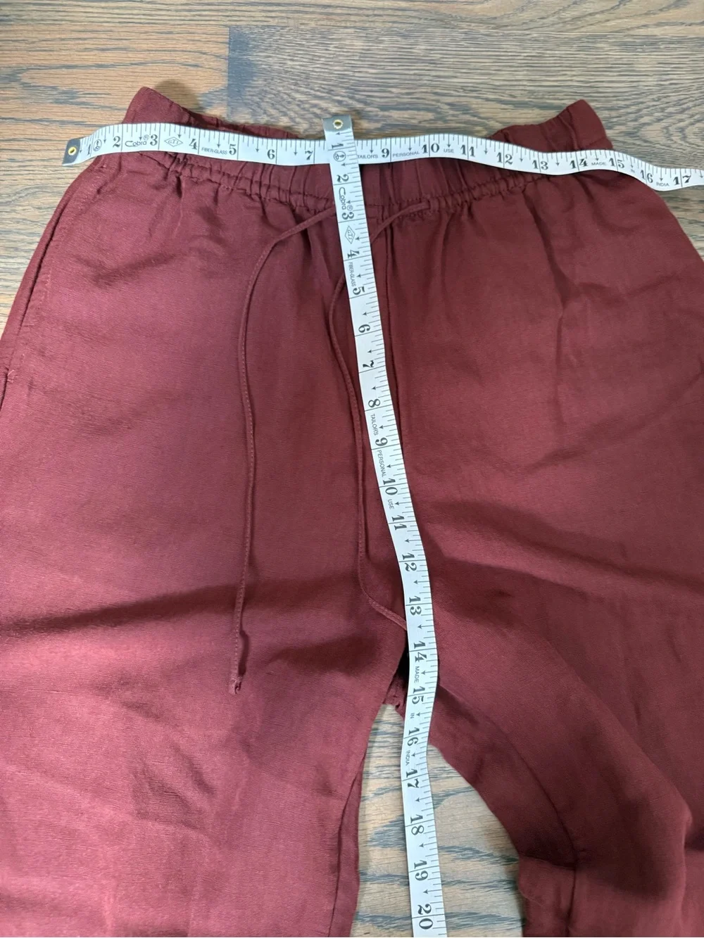 H&M Linen Blend Wide-Leg Drawstring Pants - Burgundy size S. Worn once.